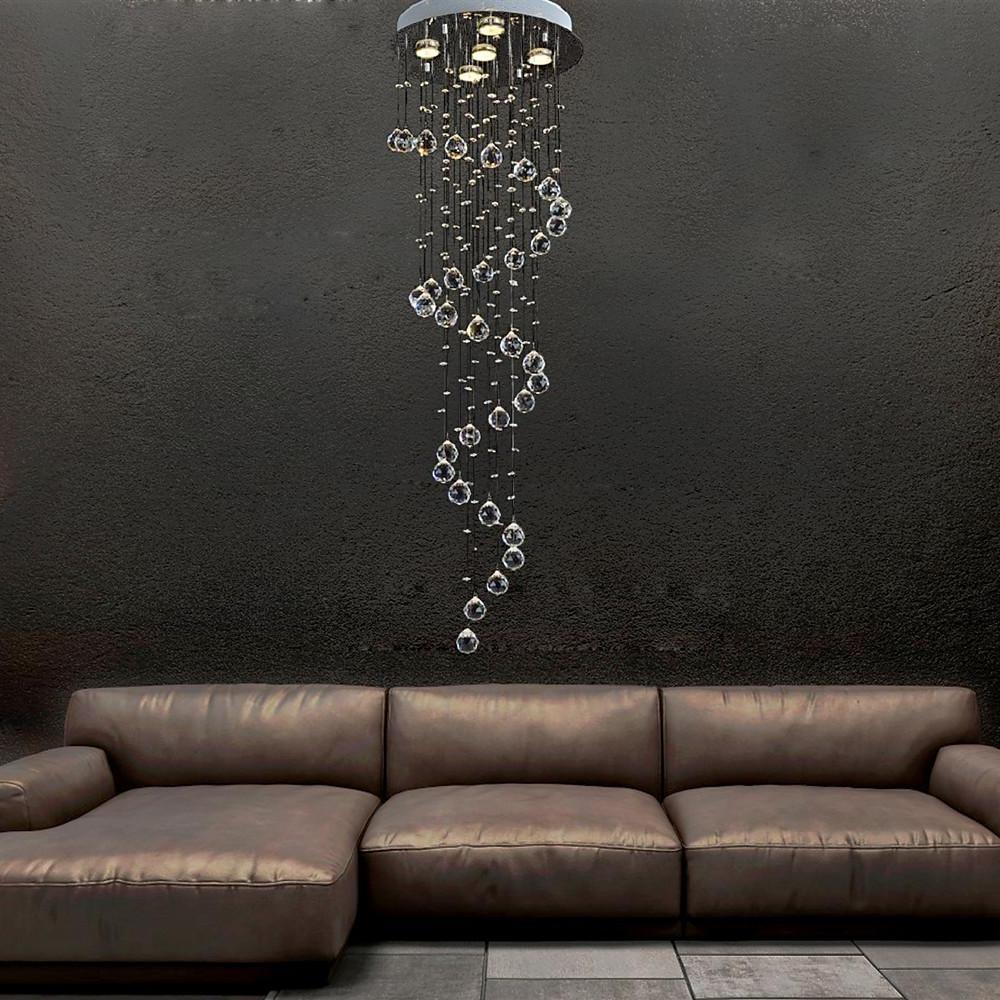 Spiral Crystal Raindrop Chandelier - Modern 5-Tier Staircase Light