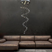Spiral Crystal Raindrop Chandelier - Modern 5-Tier Staircase Light