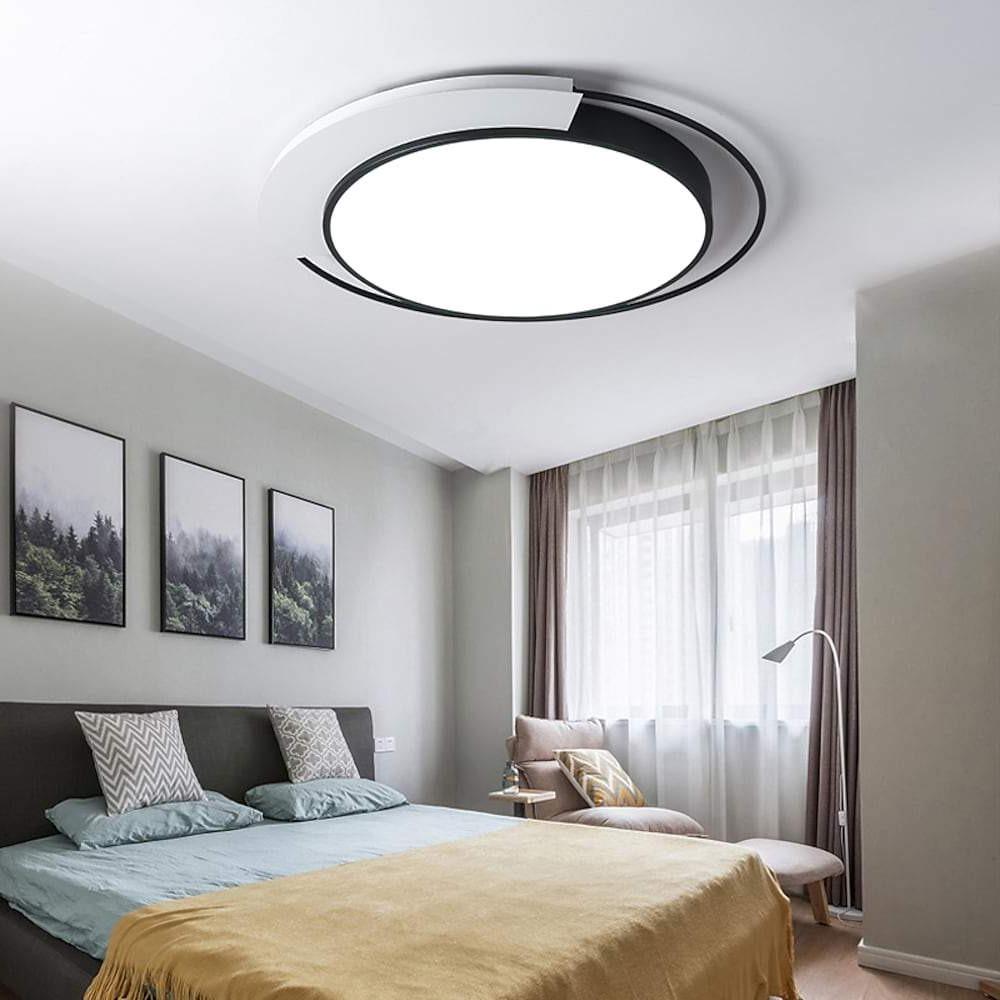 Modern Circular LED Flush Mount Ceiling Light – Aluminum Finish