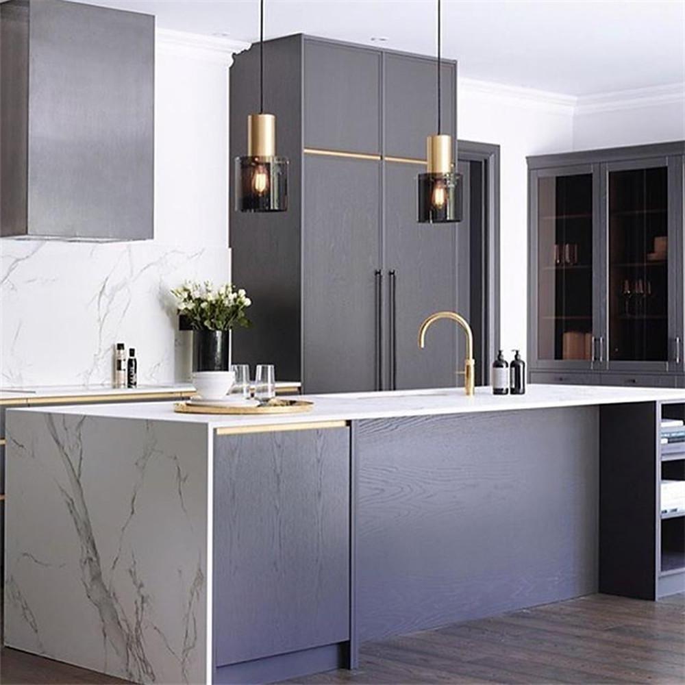 Nordic Glass Cylinder Pendant Light with Electroplated Metal Finish