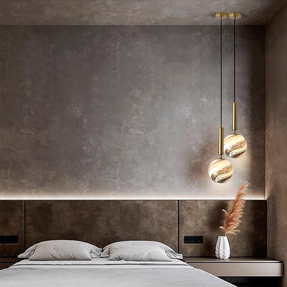 Distressed Globe Pendant Light Metal Acrylic Ceiling Fixture