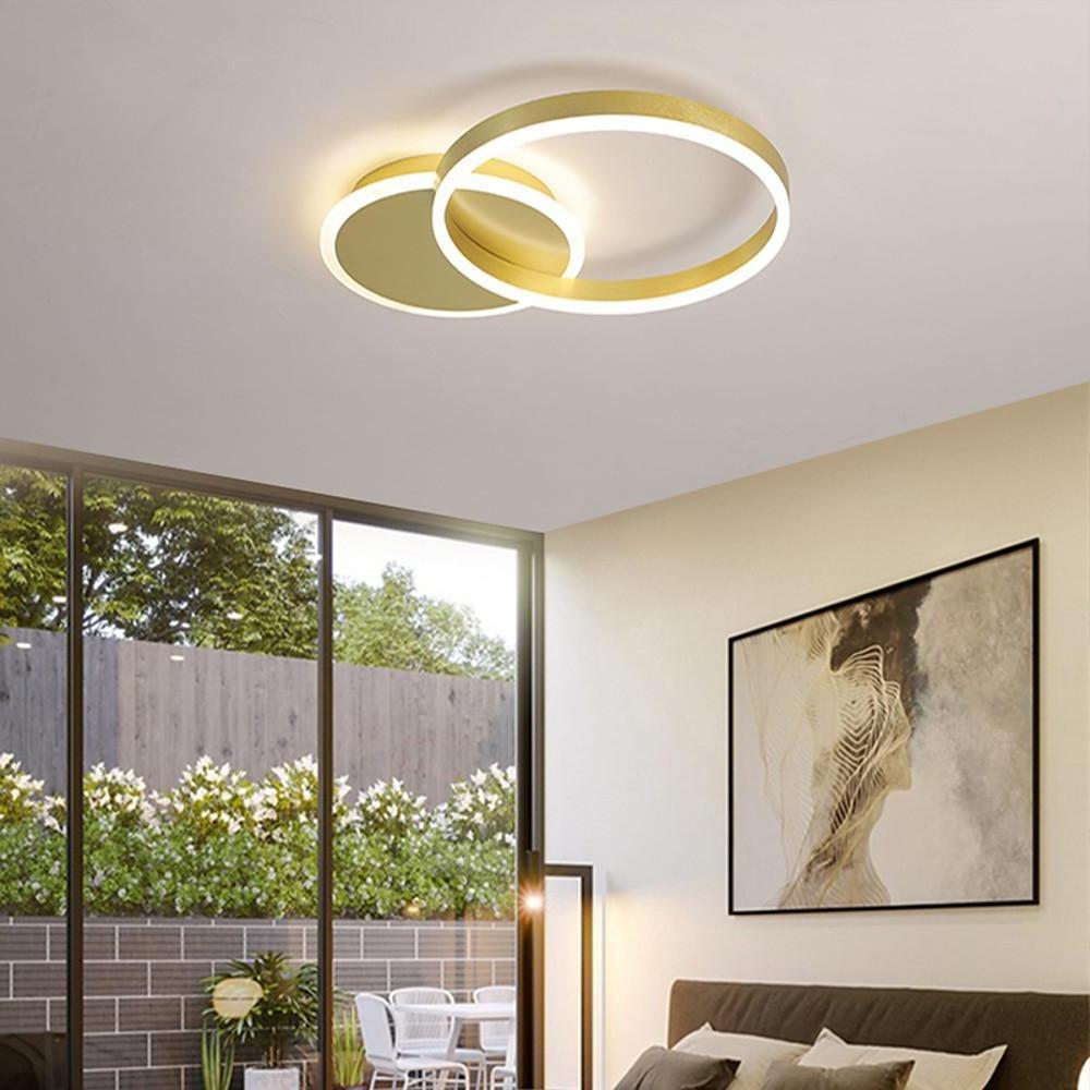 Dual Circle LED Flush Mount Ceiling Light - Dimmable Modern Aluminum