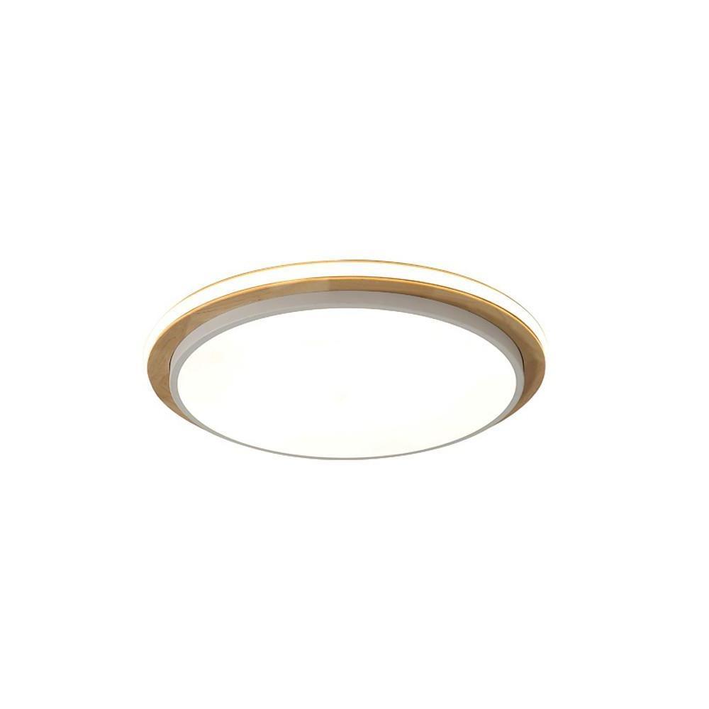 Modern Round Wood & Metal LED Flush Mount Ceiling Light