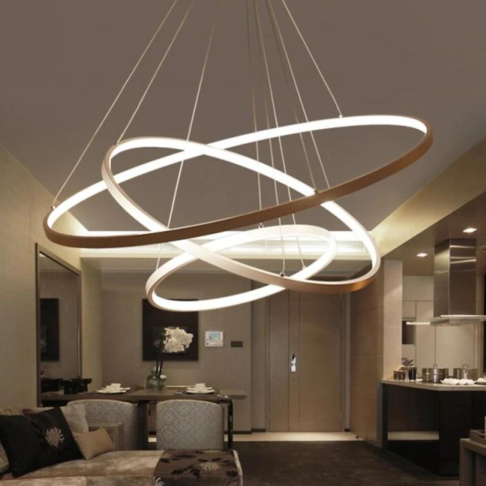 3-Ring Dimmable LED Chandelier – Modern Aluminum Pendant Light