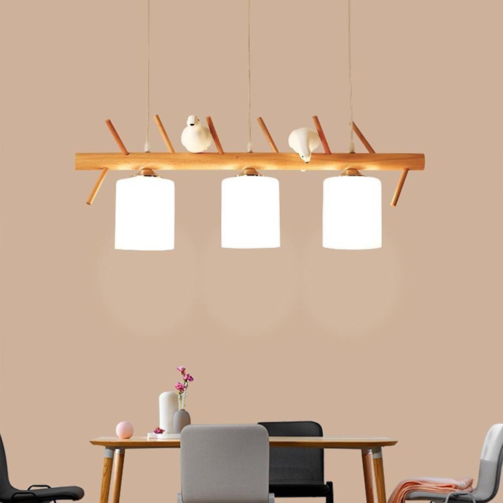 Rustic Wood and Glass Adjustable Pendant Light - 2 or 3 Lights
