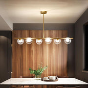 Nordic Glass Sphere Chandelier 6-Light Metal Frame LED Pendant