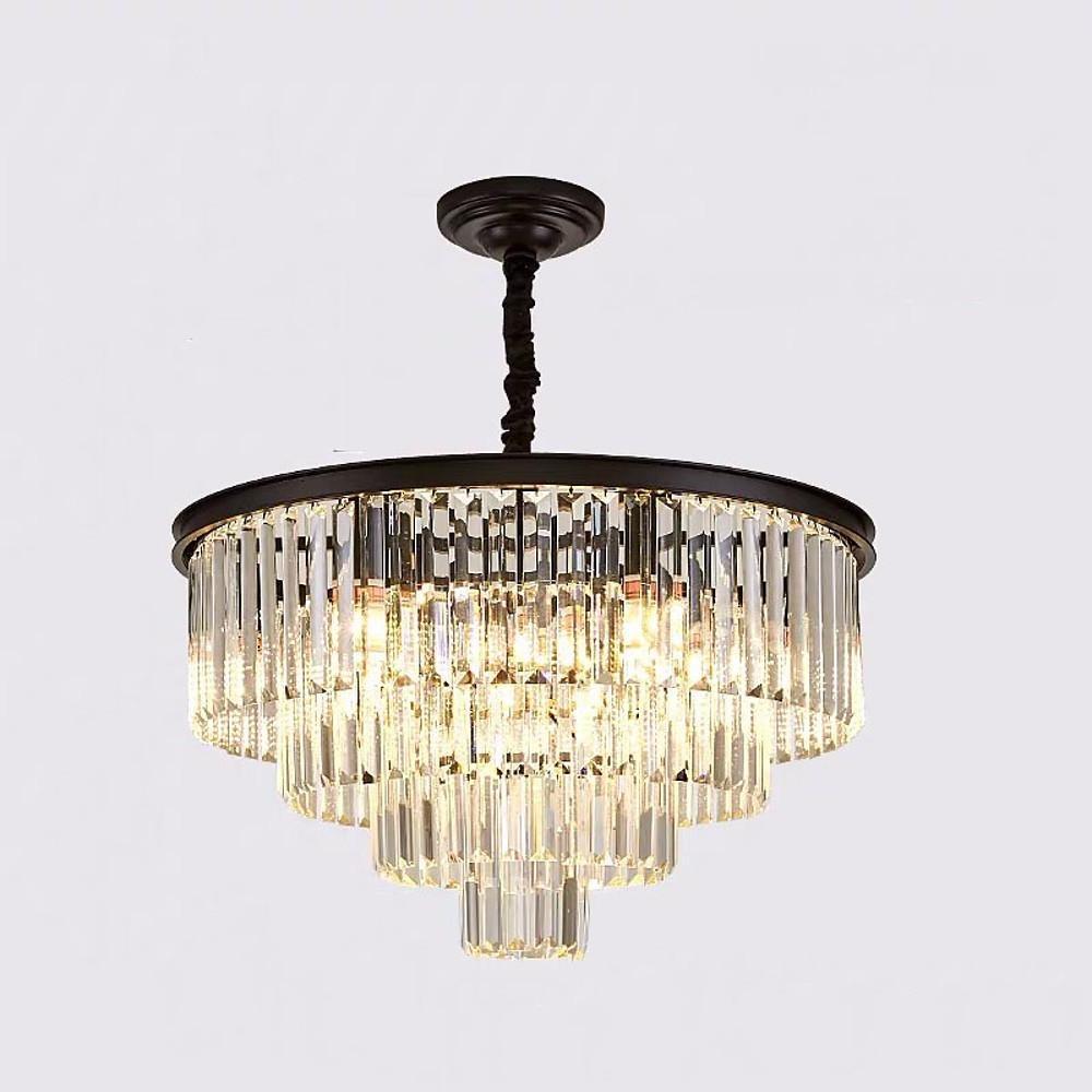 Modern Crystal Chandelier 9-Light Metal Frame Entryway Fixture