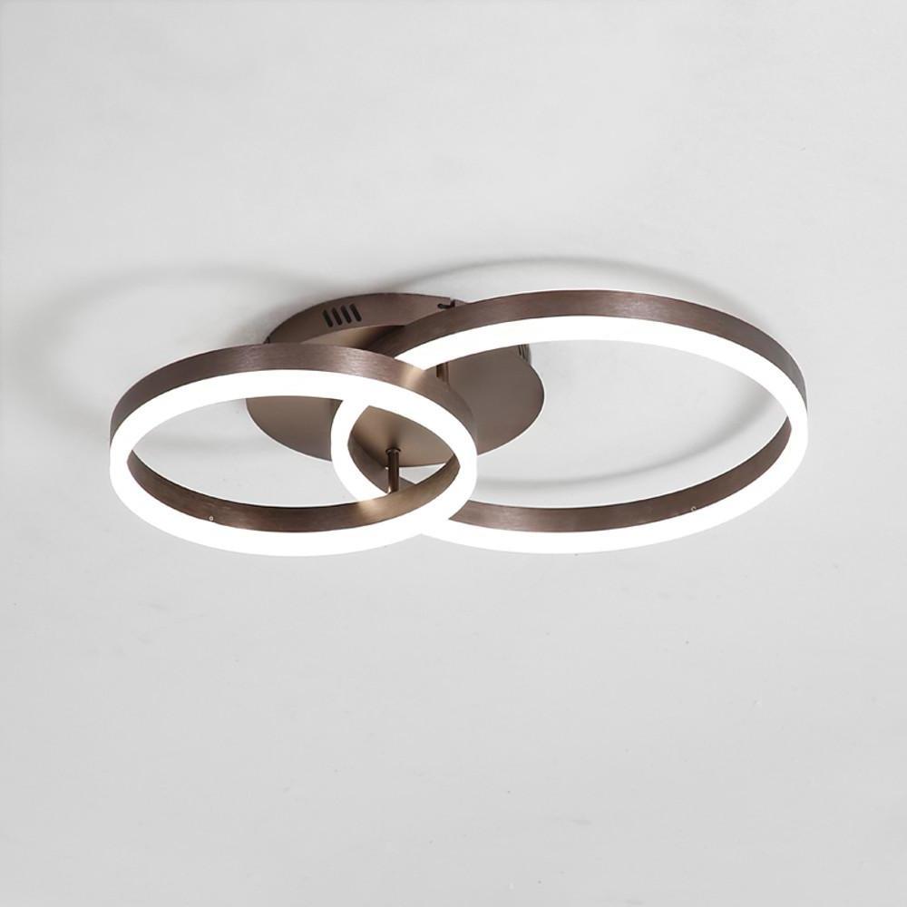 Modern 2-Circle Gold Flush Mount Ceiling Light with LED