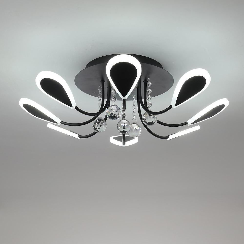 Modern Crystal Flush Mount Ceiling Light – 8-Light LED Fixture