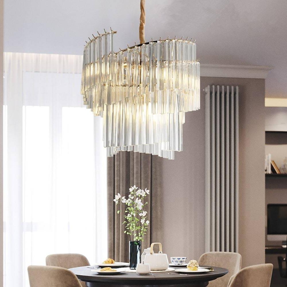 Artistic Crystal Chandelier with Electroplated Glass Shades - 8-Light