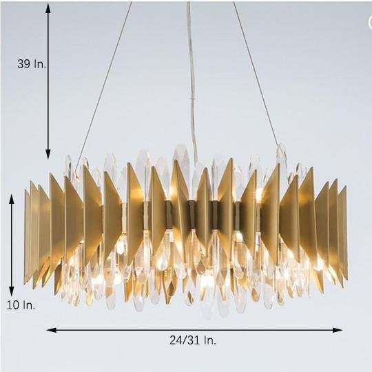 Modern Crystal Chandelier Round Stainless Steel Ceiling Light