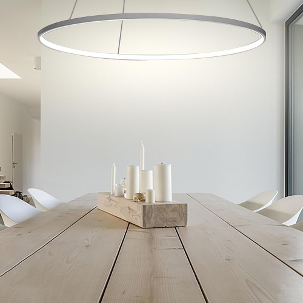 24" Modern Ring Pendant Light with Opal Acrylic Shade & LED
