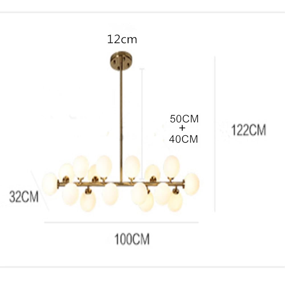 16-Light Linear Island Chandelier - Gold & Black Iron with Glass