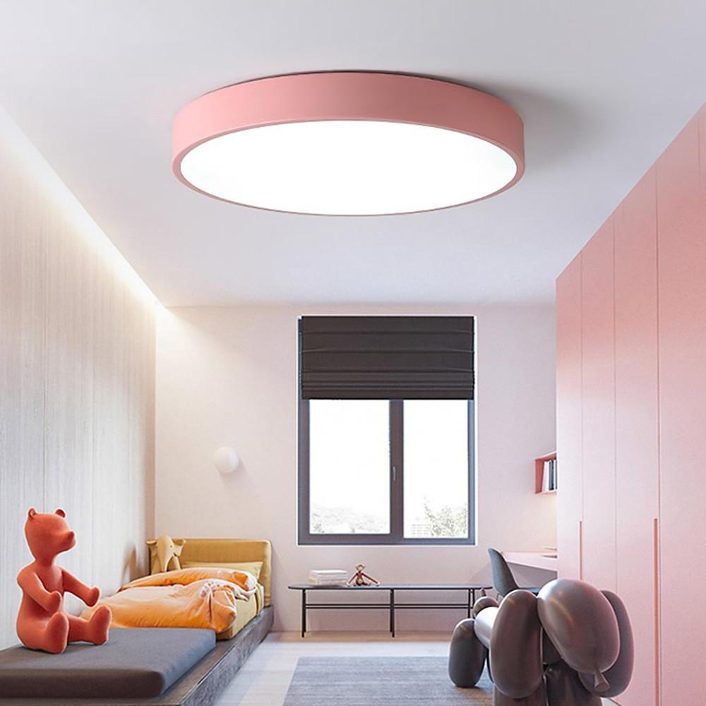 Modern Round LED Flush Mount Ceiling Light - Customizable Colors