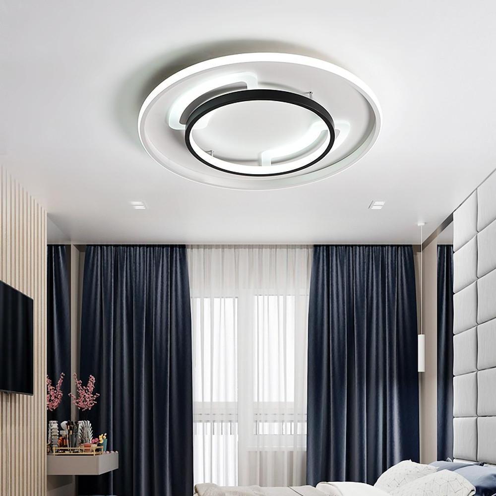 Modern Circle LED Flush Mount Ceiling Light - Metal & Acrylic