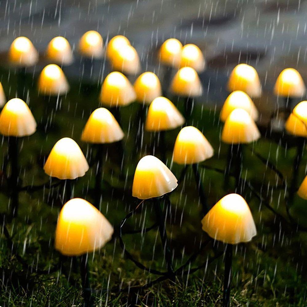 Solar Mushroom String Lights 16.4ft Outdoor Waterproof LED RGB