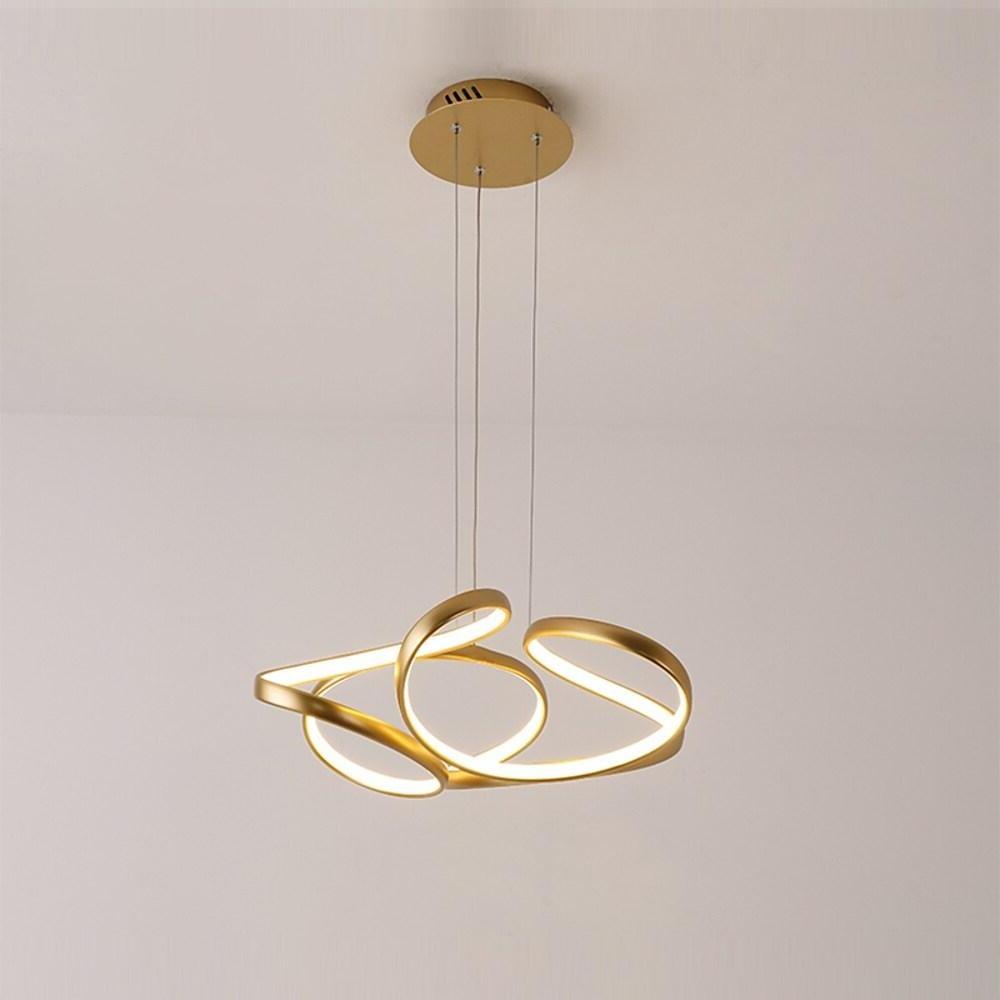 Modern Interwoven Wave Metal Pendant Light Gold Coffee Finish