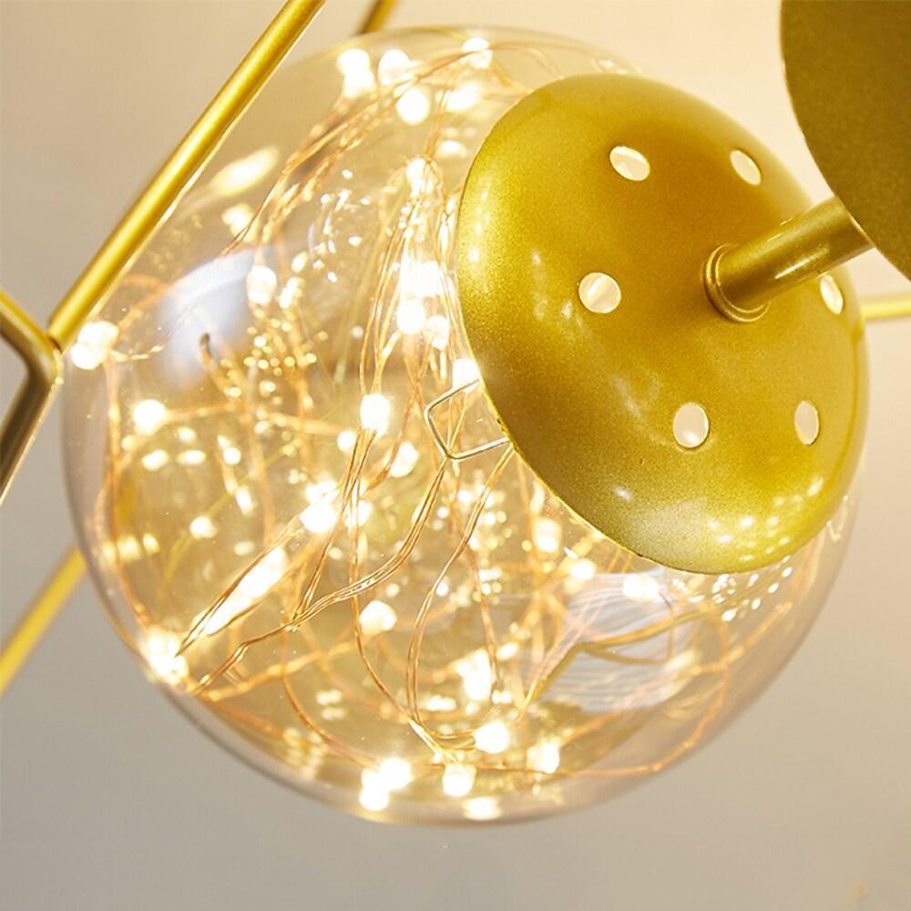 5-Light Star Cluster LED Flush Mount Ceiling Light - Gold Metal &