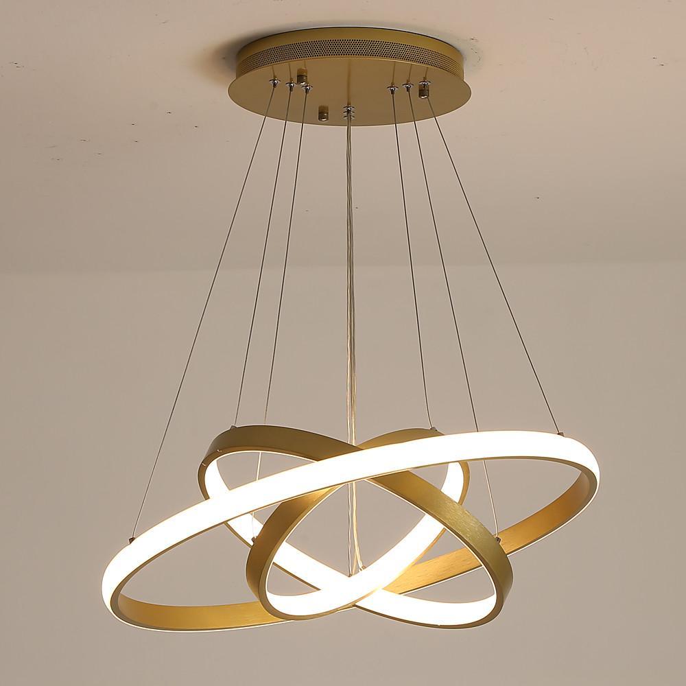 3-Ring Dimmable Contemporary Gold LED Chandelier