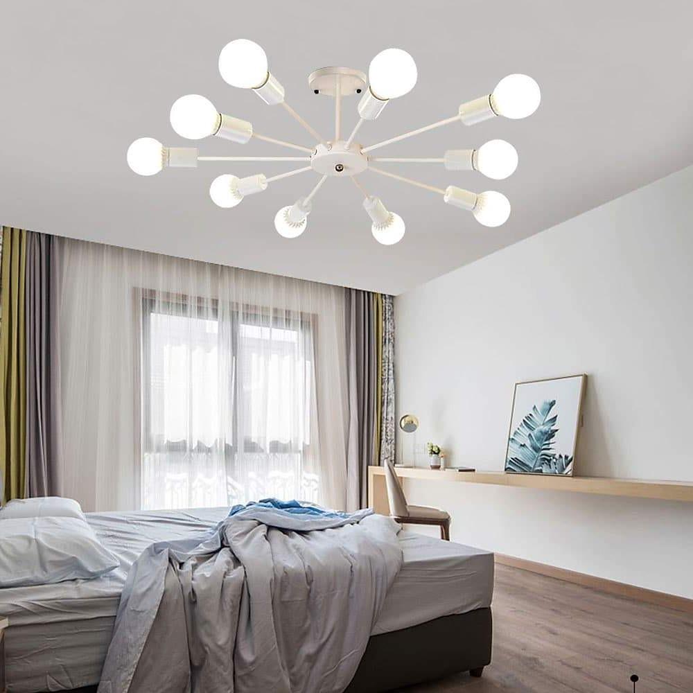 Industrial Sputnik Chandelier with 10 Lights - Modern Metal Fixture