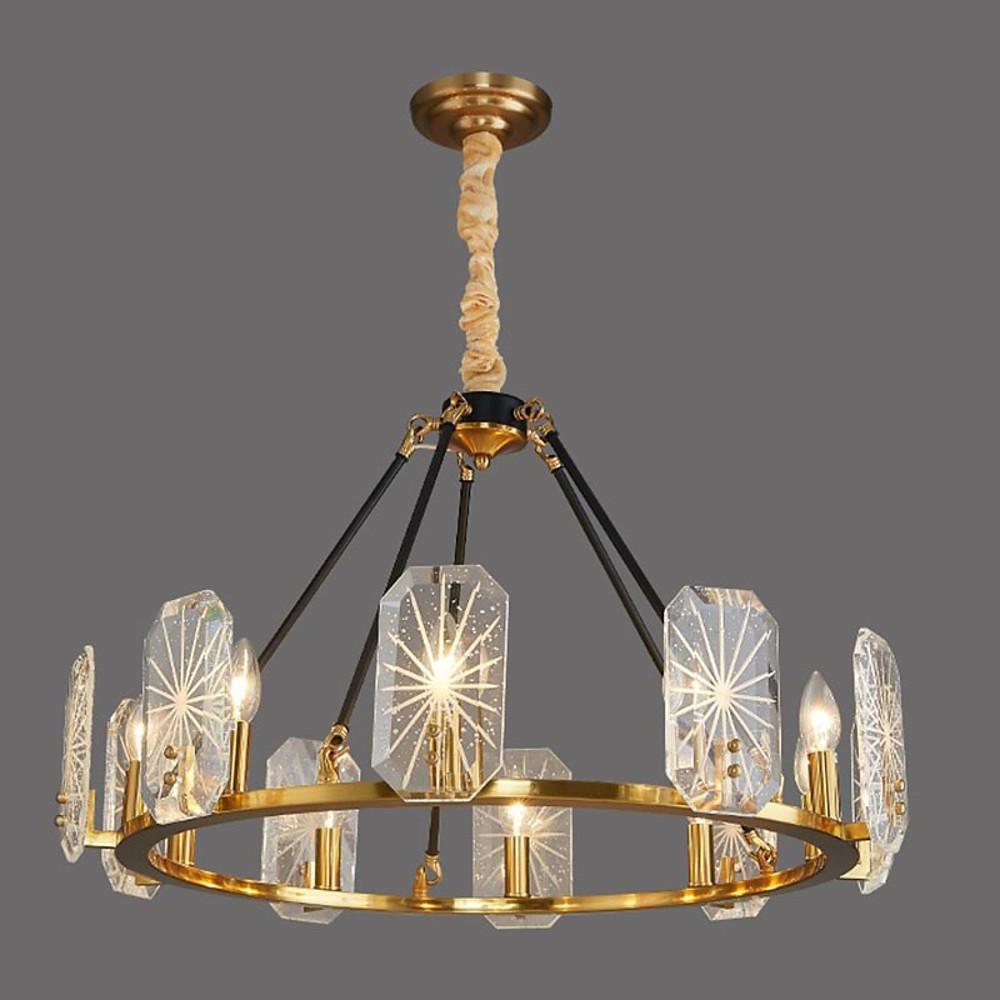 Crystal Wagon Wheel Chandelier - Gold Finish - 8 or 10 Lights