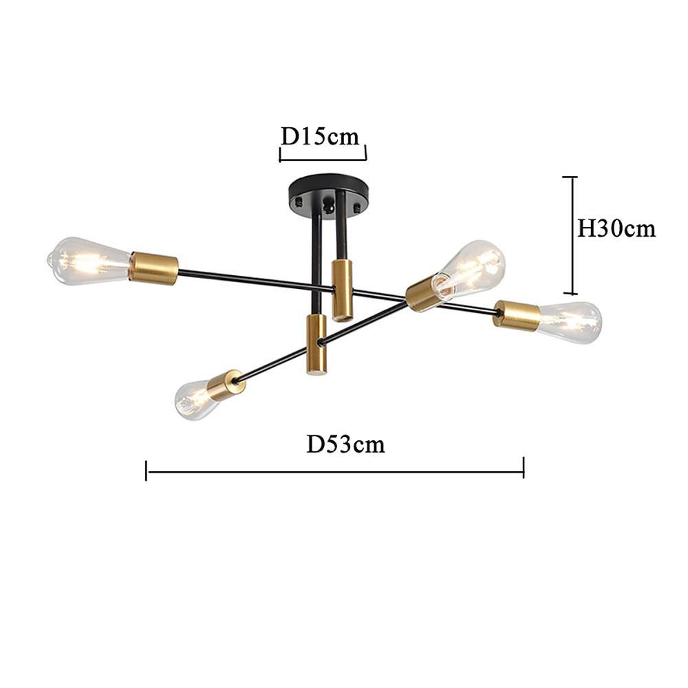 Modern Iron Sputnik Chandelier 4-Light Black & Gold