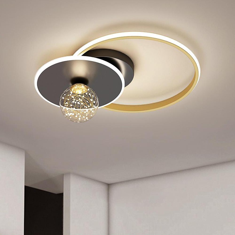 Modern Circle Globe LED Flush Mount Ceiling Light - Metal & Acrylic