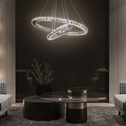2-Ring Crystal Chandelier with Uplight - Electroplated Metal Finish