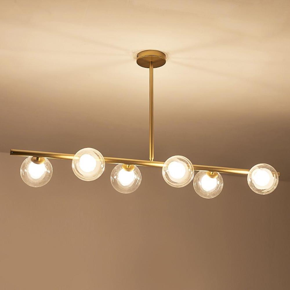 Nordic Glass Sphere Chandelier 6-Light Metal Frame LED Pendant