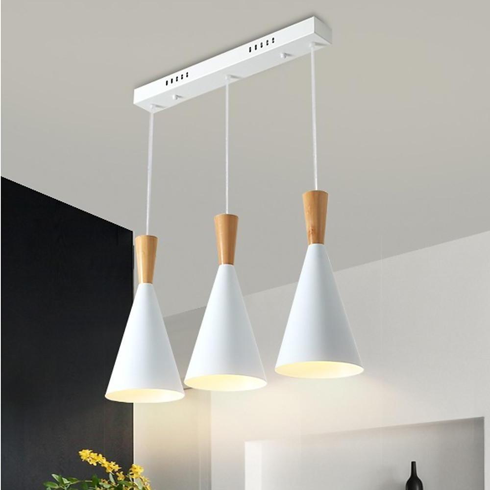 Modern White Metal Cone Pendant Light - 3-Tier Cluster Design