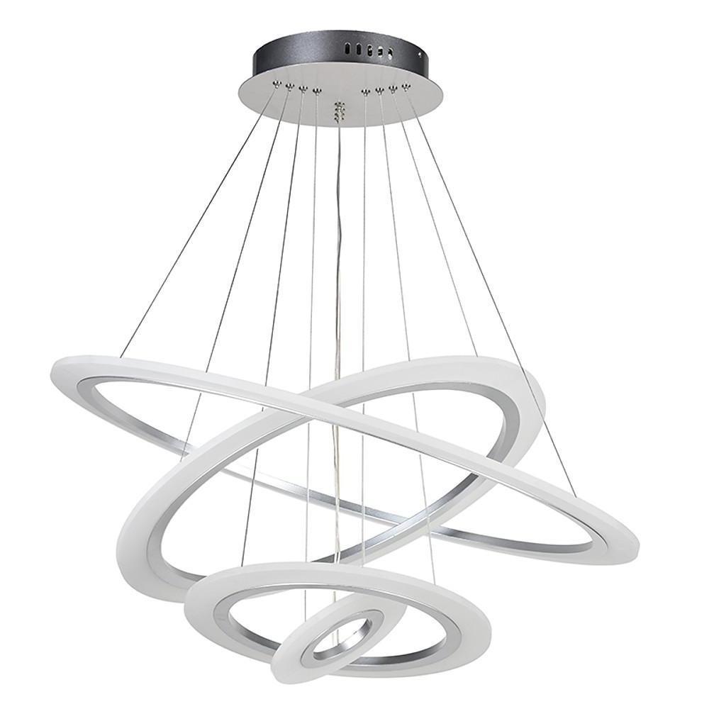 Adjustable 4-Ring LED Modern Pendant Chandelier – Metal & Acrylic