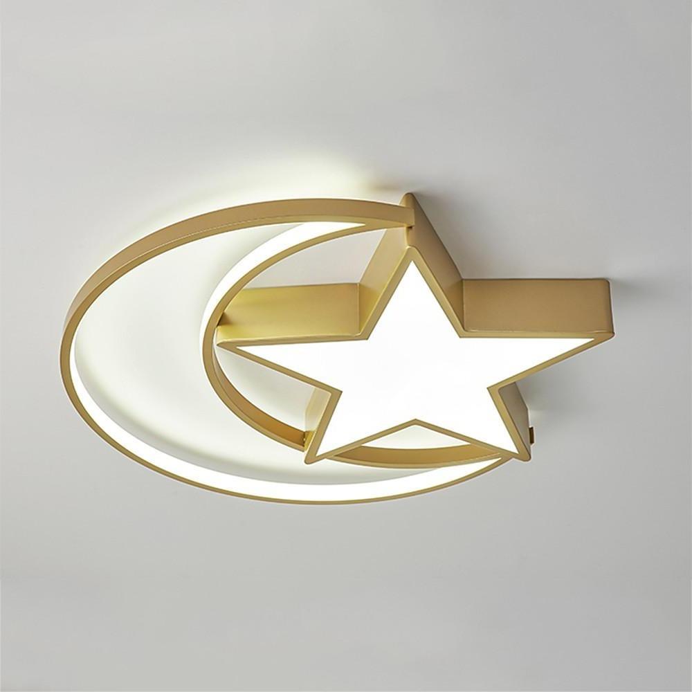 Moon Star Flush Mount Light LED Kids Bedroom Ceiling Light