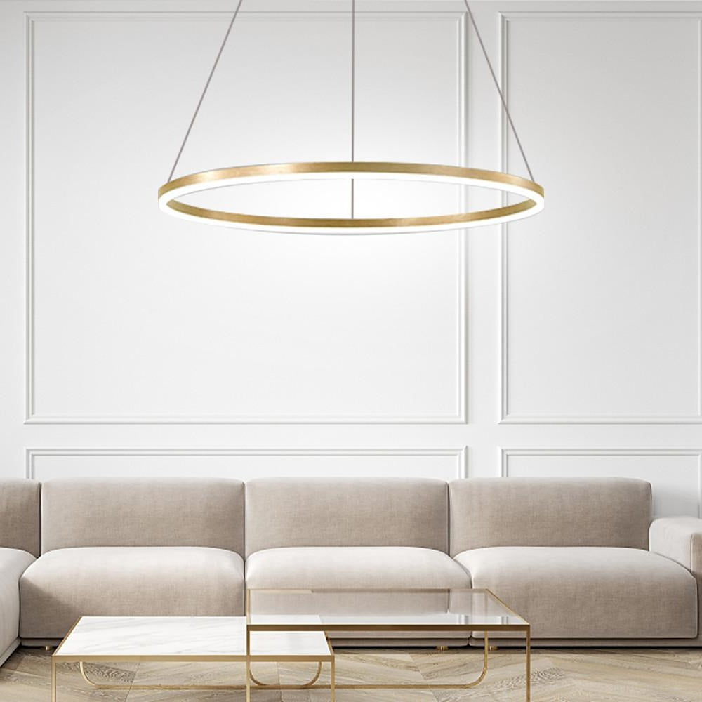 Modern Circle LED Pendant Light Dimmable Aluminum Chandelier