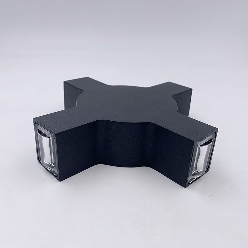 Starlight Modern LED Outdoor Wall Lamp - Waterproof Black Aluminum