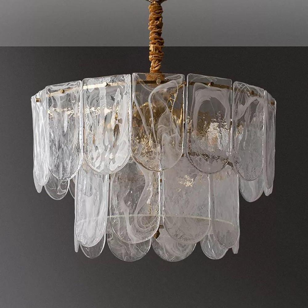 Modern Lantern Chandelier with Glass Shades - 9 to 12 Light