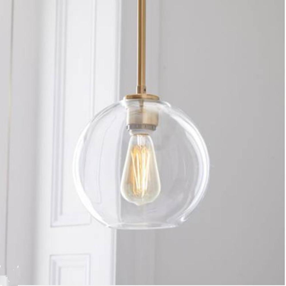 Modern Gradient Glass Globe Pendant Light with Metal Accent