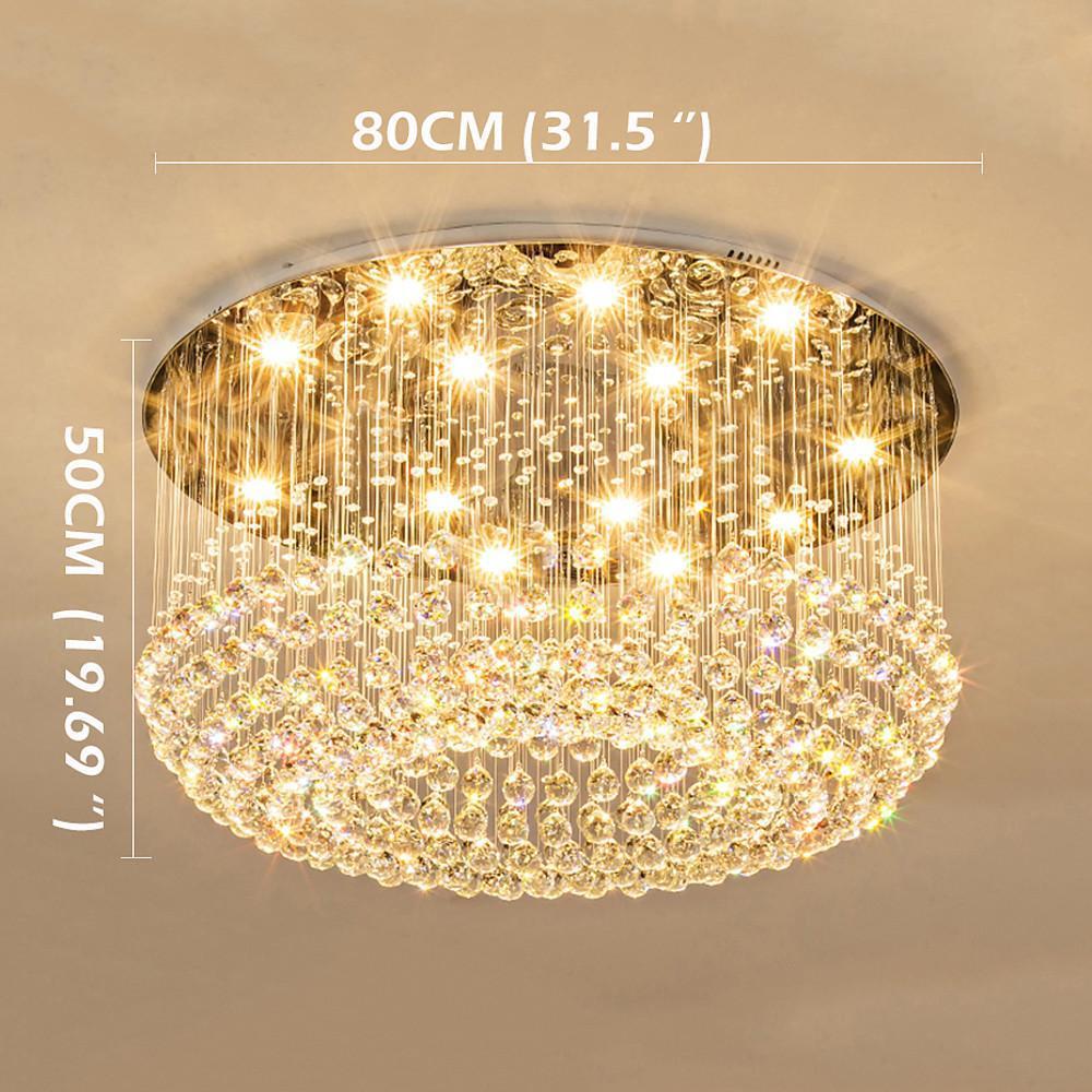 Crystal Drum Flush Mount Chandelier Modern 5-Tier LED Ceiling Light