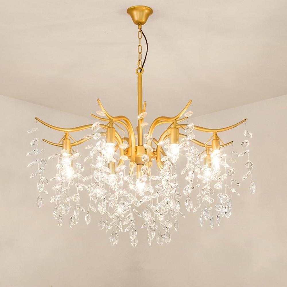 Crystal Metal LED Chandelier 9-Light Contemporary Pendant