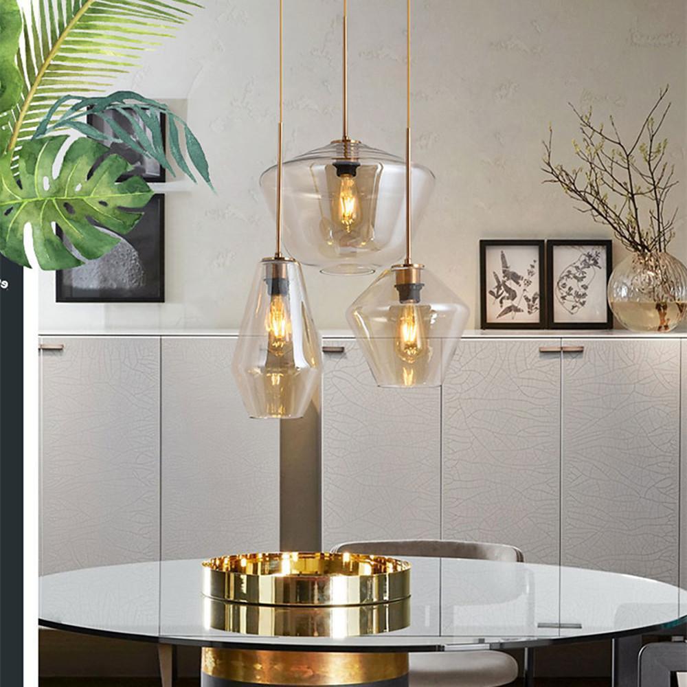3-Light Retro Glass Pendant Light - Kitchen Island Lighting