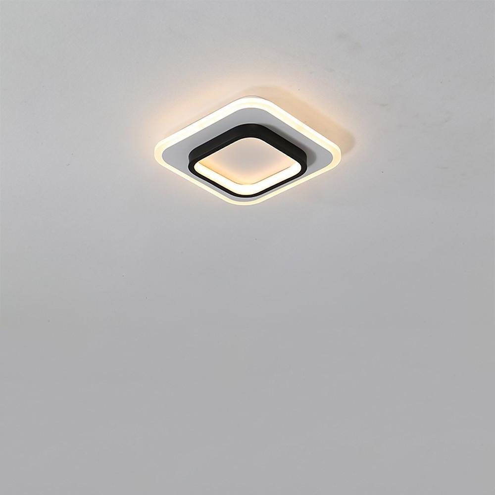 Modern Double Square Flush Mount LED Ceiling Light Black White