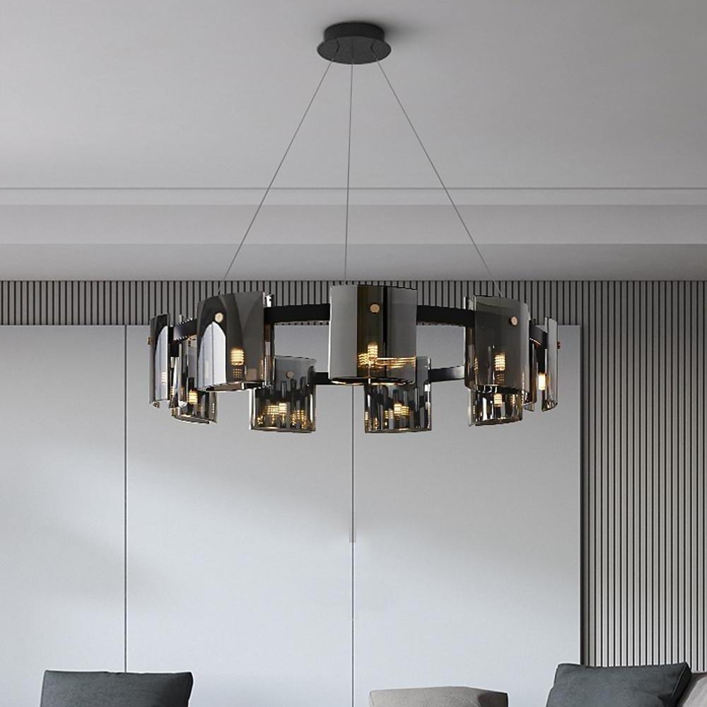 Circular Modern LED Chandelier with Electroplated Metal & Acrylic