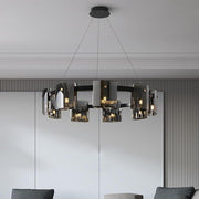 Circular Modern LED Chandelier with Electroplated Metal & Acrylic