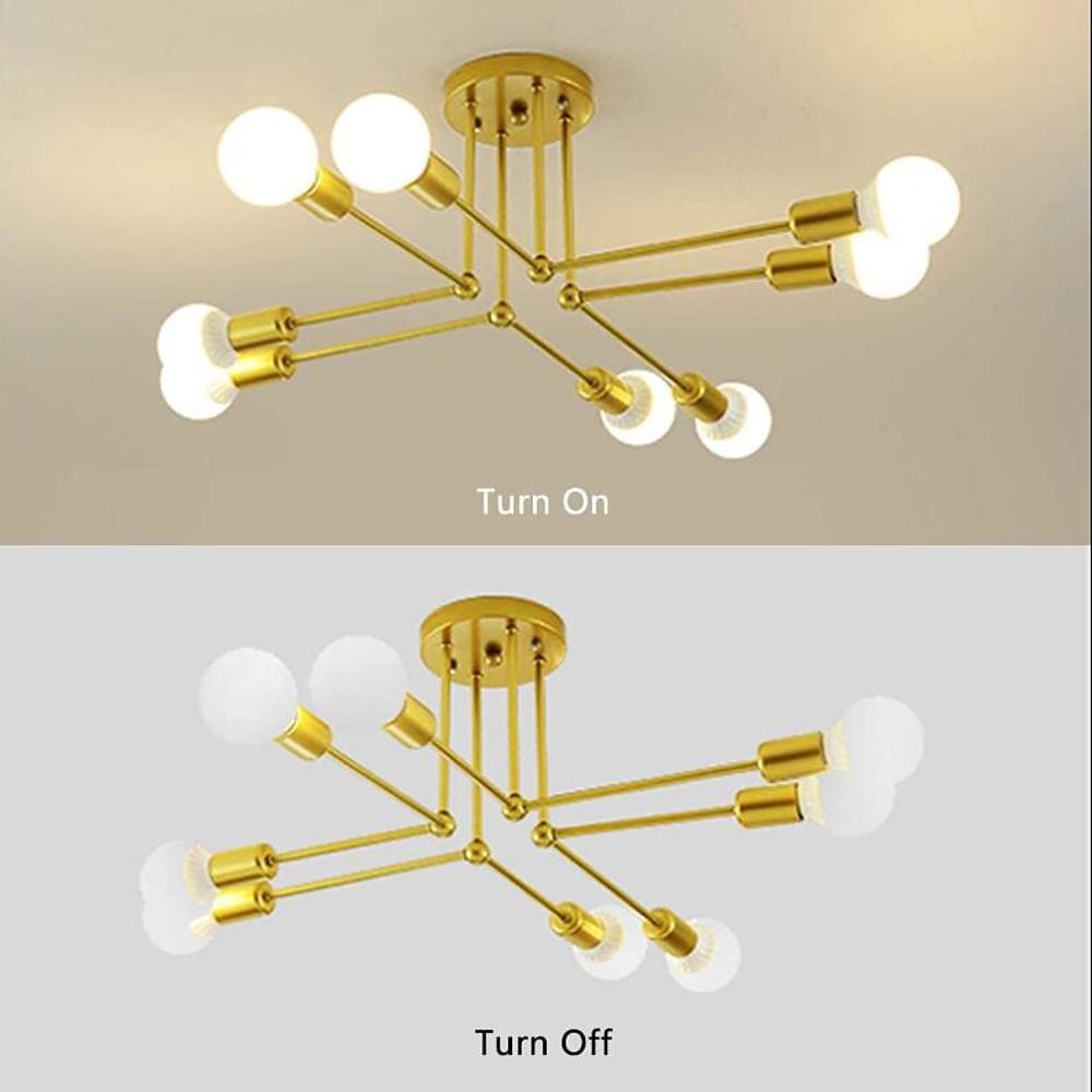 8-Light Modern Sputnik Semi Flush Metal Chandelier