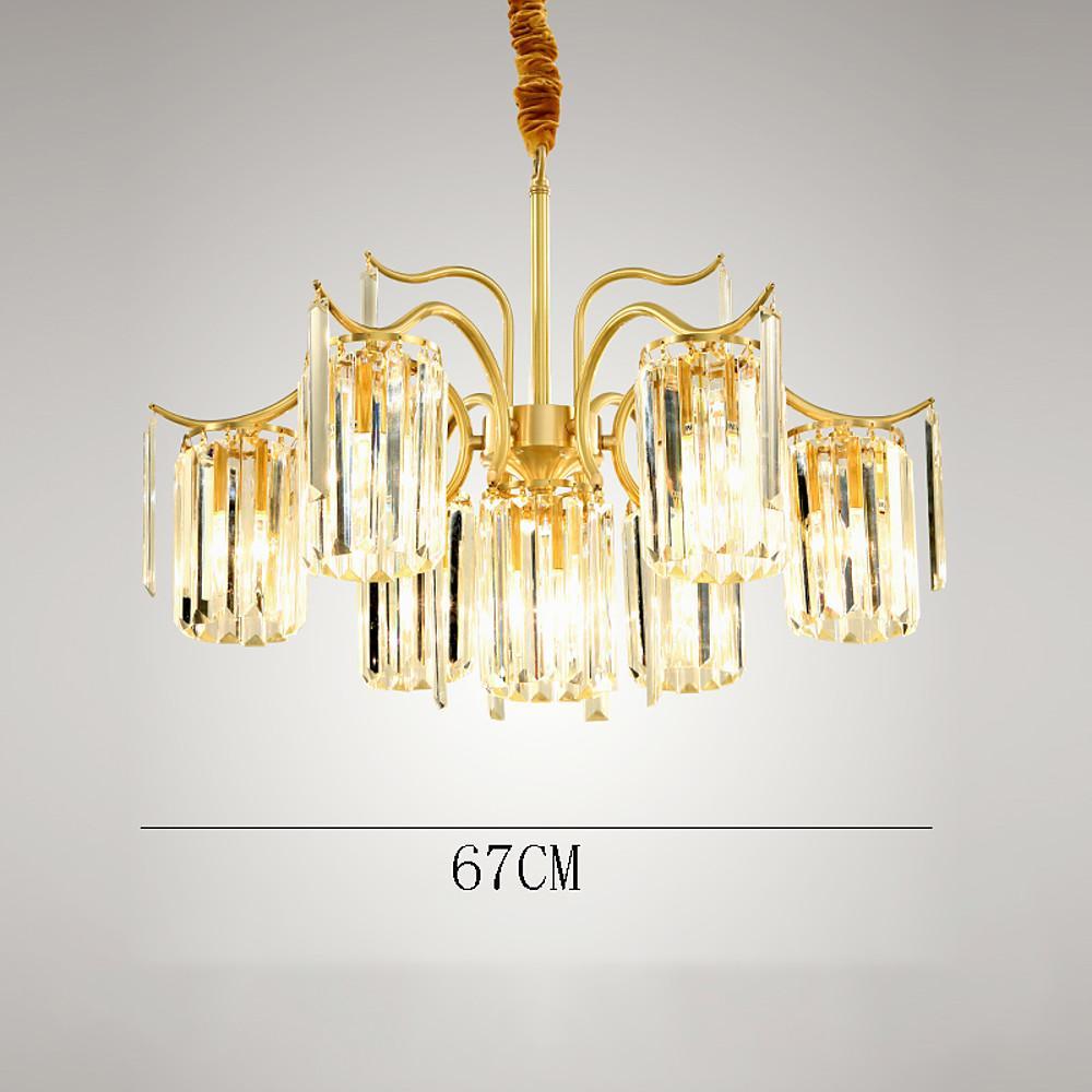 Crystal Chandelier Gold Copper Finish LED Ambient Lighting