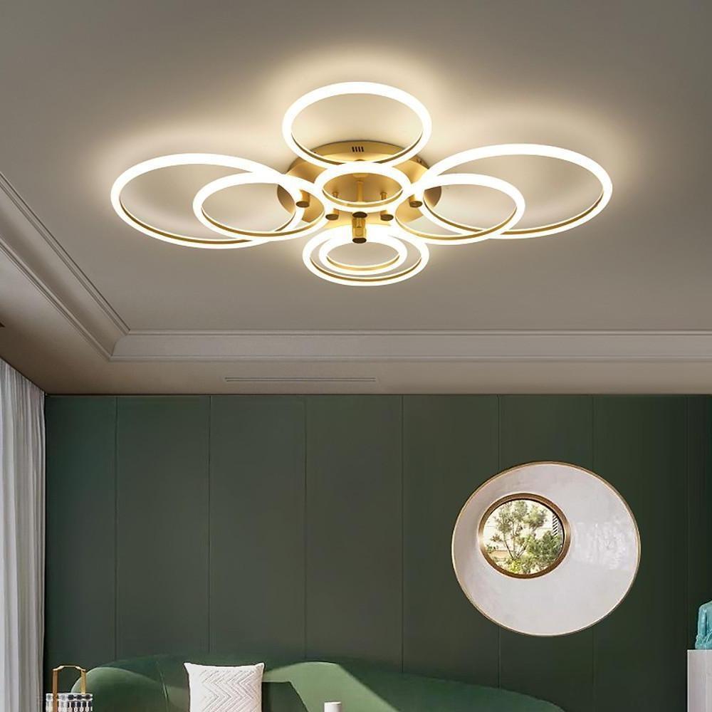 Modern Circular Ring LED Flush Mount Ceiling Light with Remote