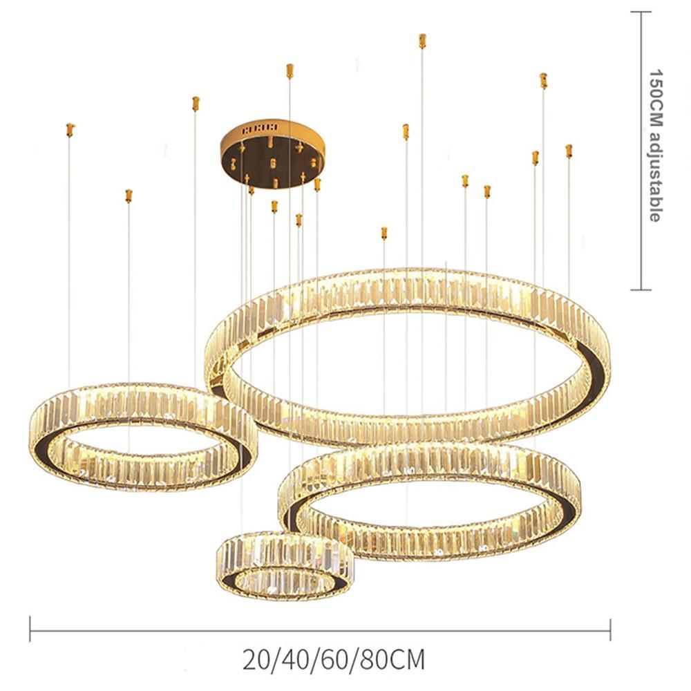 Modern Crystal Chandelier 4-Ring Gold Foyer Statement Lighting
