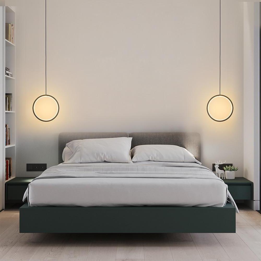 Modern Round Pendant Light | Dual LED Rings | Aluminum & Acrylic