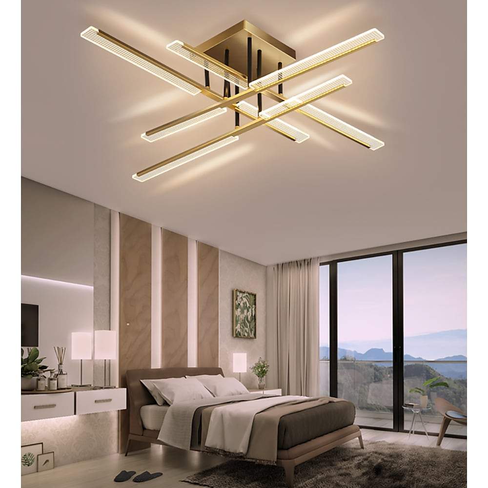 Modern Linear LED Flush Mount Ceiling Light with Metal Frame