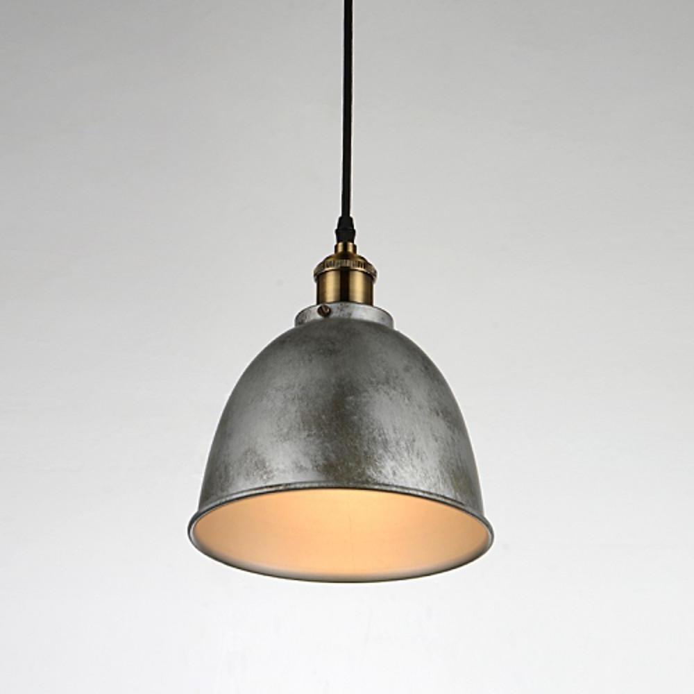 8" White Industrial Dome Pendant Light Metal Bowl Shade