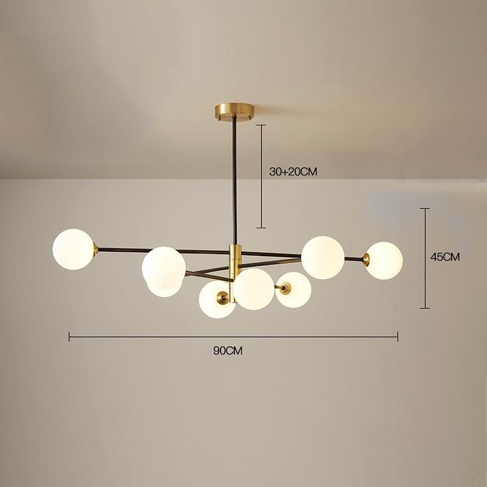 8-Light Geometric Cluster Pendant Light with Glass Globes
